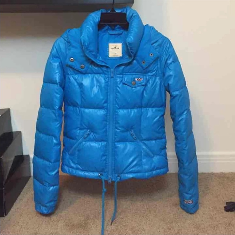 Hollister blue puffer coat jacket outerwear winter
